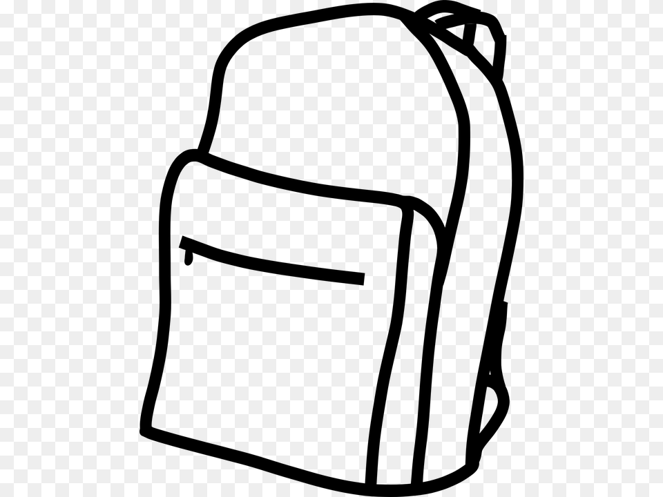 Backpack Outline Clipart Black And White, Gray Free Png