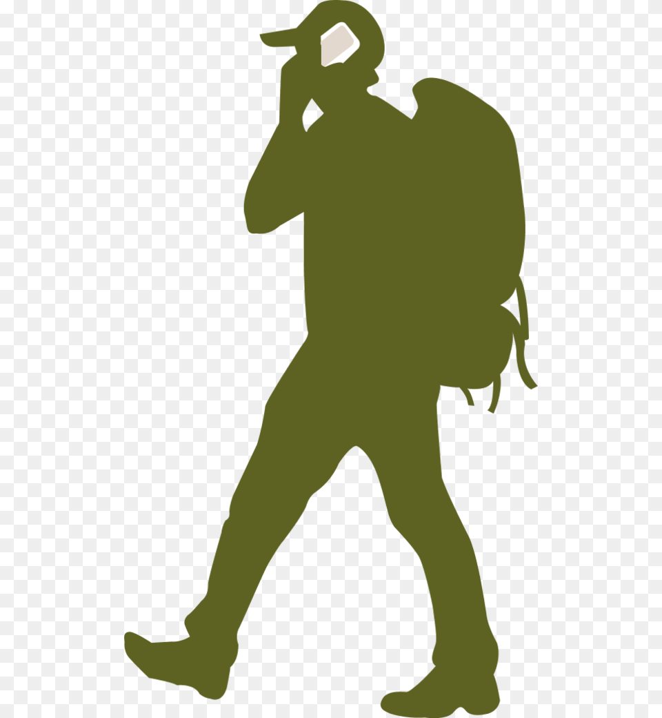 Backpacker On A Phone Backpacker Silhouette, Person, People, Alien Free Png Download