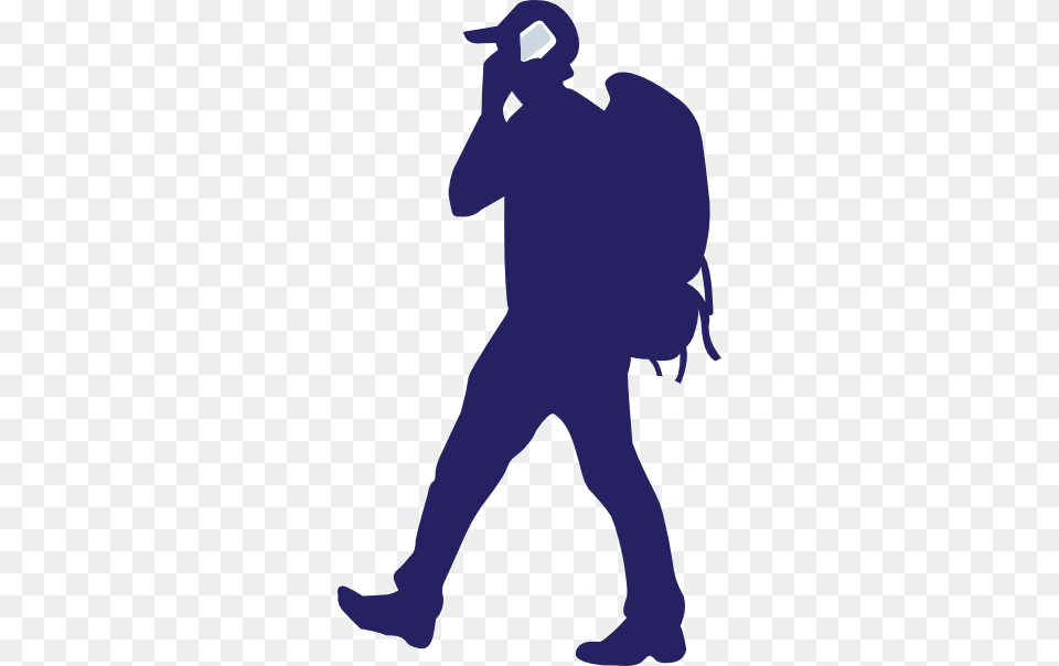 Backpacker On A Phone Clip Art Vector, Silhouette, Adult, Male, Man Free Png Download