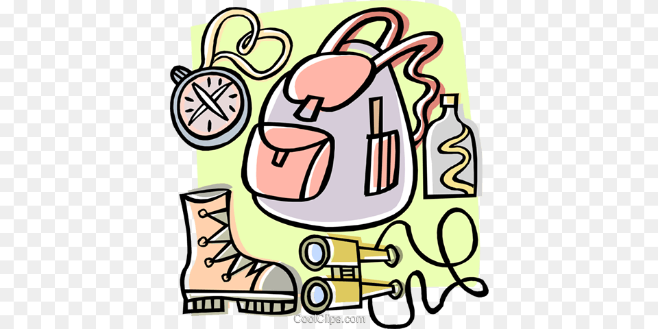 Backpacker Or Hikers Equipment Royalty Vector Clip Art, Bag, Ammunition, Grenade, Weapon Free Transparent Png