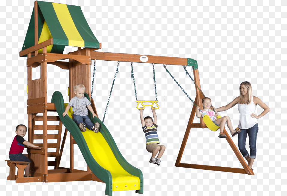 Backyard Discovery Weston All Cedar Swing Set Grey, Adult, Play Area, Person, Male Png