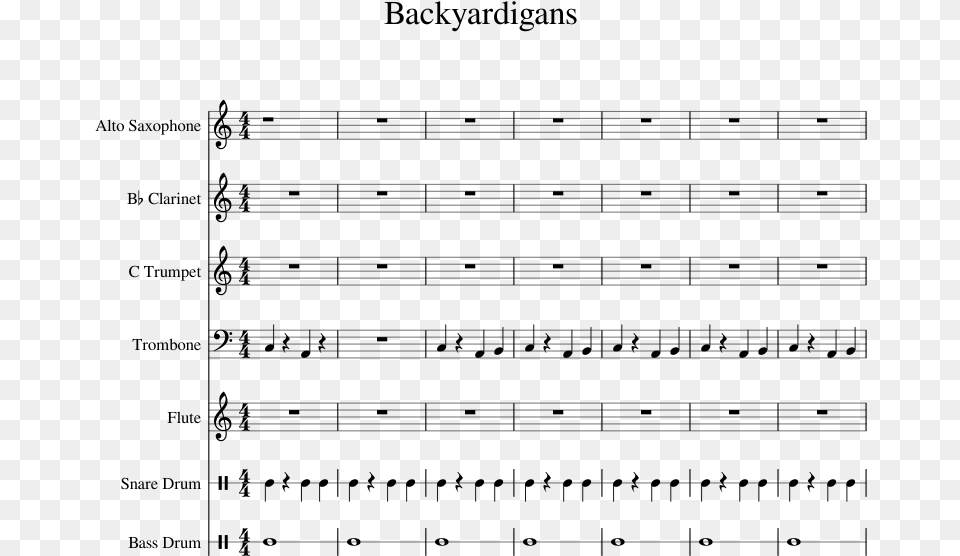 Backyardigans Theme Song Clarinet Sheet Music, Gray Png Image