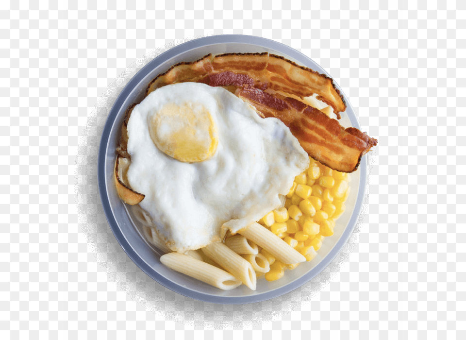 Bacon Amp Egg W Penne Egg And Chips, Food, Fried Egg, Brunch, Cream Png