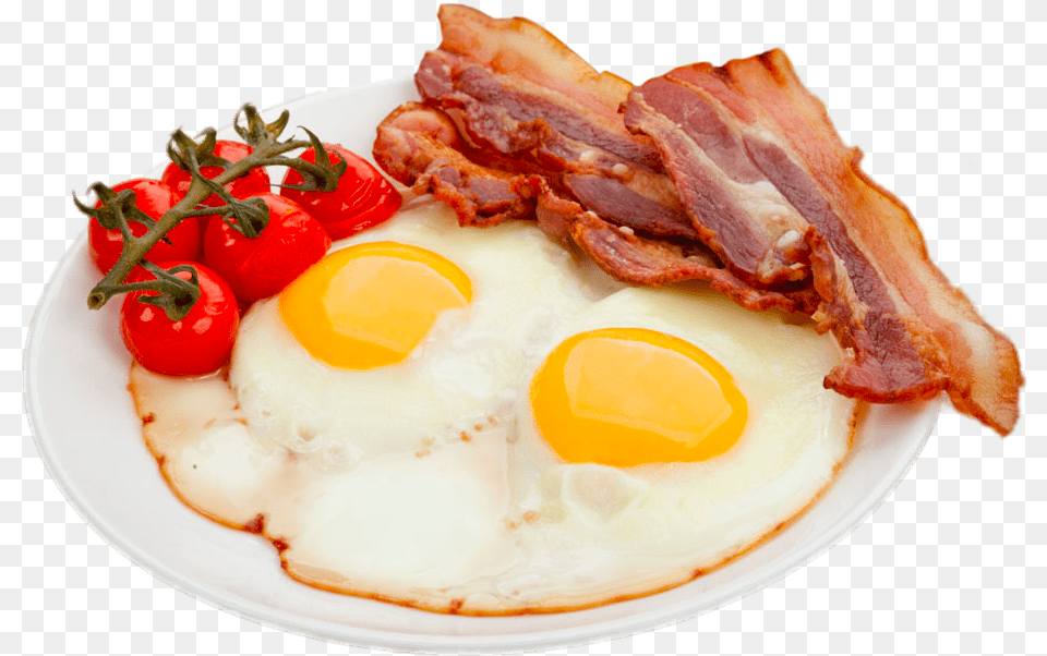 Bacon And Eggs On A Plate, Food, Meat, Pork, Brunch Png