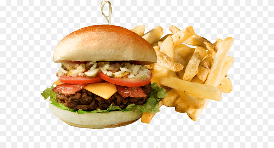 Bacon Cheese Burger Bacon, Food, Food Presentation, Fries Png Image