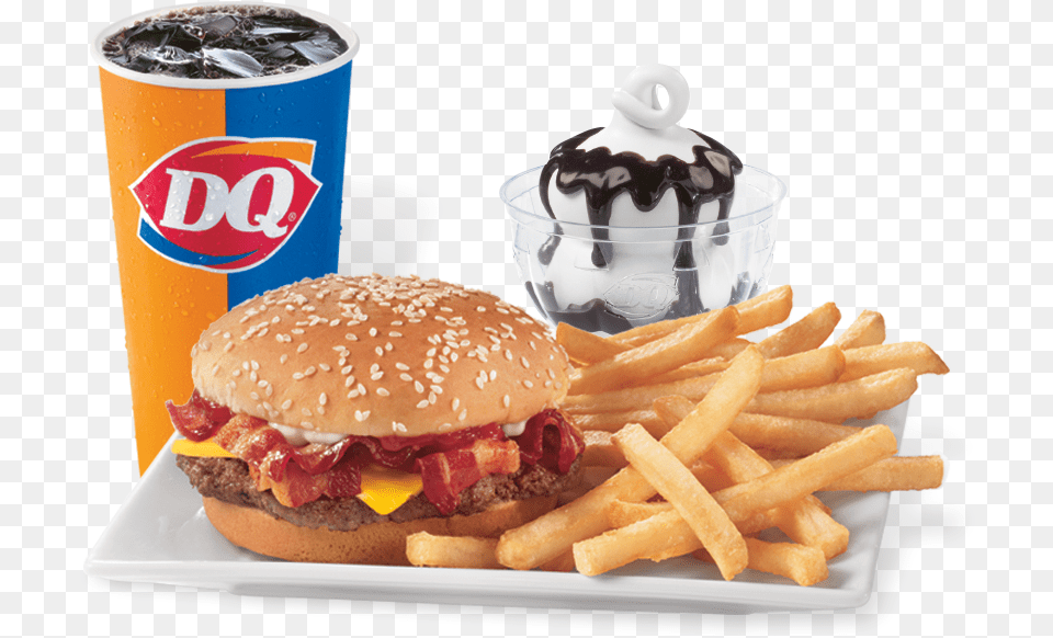 Bacon Cheeseburger 5 Buck Lunch Dairy Queen Burger And Fries, Food, Can, Tin Png Image