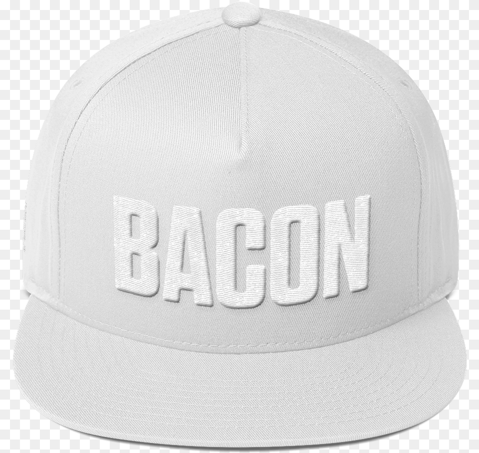 Bacon Embroidered Flat Bill Hat White Shop Bacon Bacon Baseball Cap, Baseball Cap, Clothing, Helmet Free Transparent Png