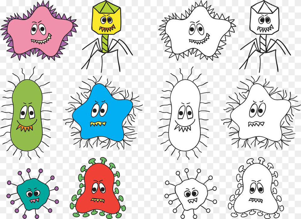 Bacteria Drawing Virus Clip Art Bacteria Cartoon Drawing, Doodle, Person, Face, Head Free Transparent Png