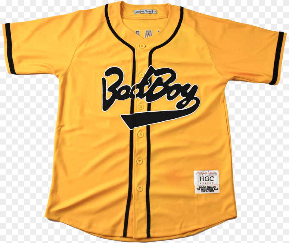 Bad Boy Biggie Smalls Yellow Button Down Baseball Jersey Bad Boy Yellow Baseball Jersey, Clothing, Shirt Png Image