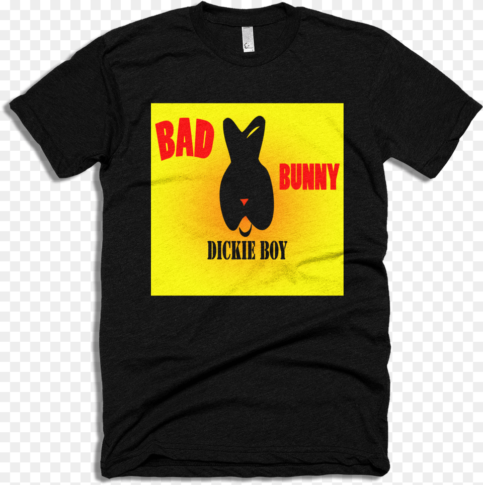 Bad Bunny Dickie Boy Black Tee Logo Drop Shadow, Clothing, T-shirt, Animal, Mammal Png