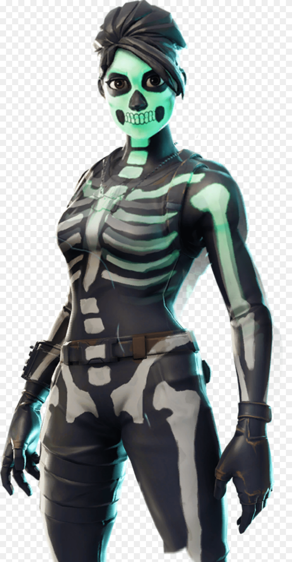 Bad Photoshop But I Put Part Of The Green Style On Fortnite Skull Ranger, Adult, Female, Person, Woman Free Png Download