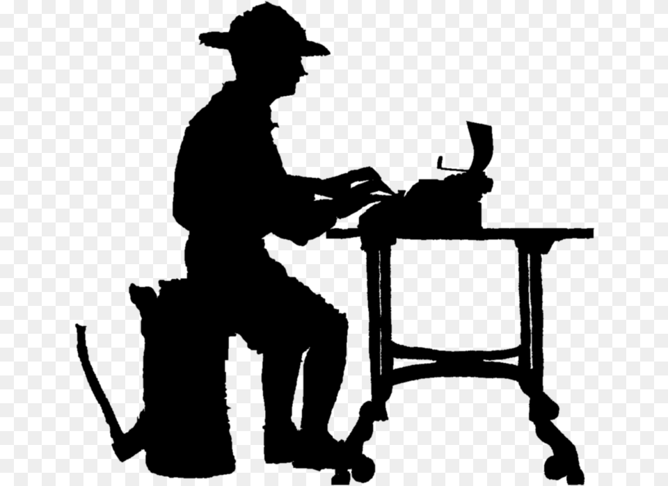 Baden Powell Typing Silhouette Table, Gray Png