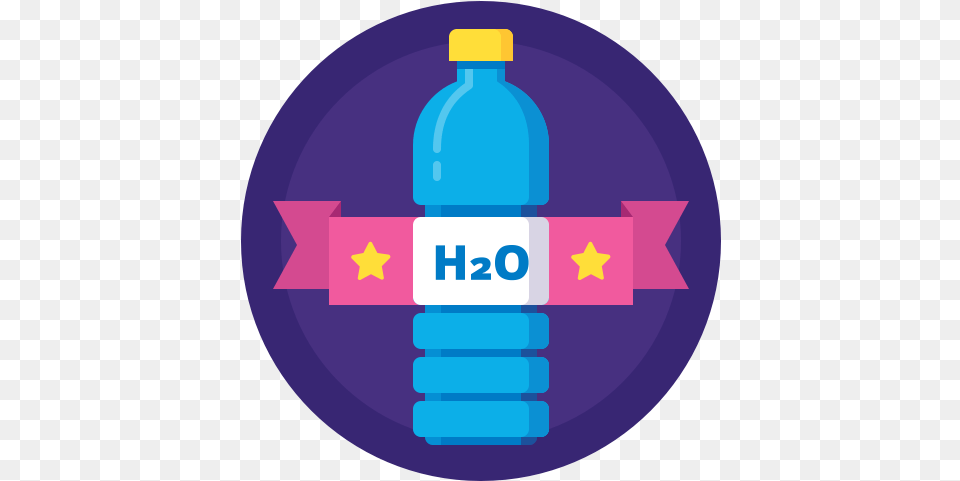 Badge Bottle Drink H2o Hydration Sport Water Icon Water Bottle Circle Icon, Water Bottle, First Aid, Beverage, Mineral Water Free Png Download