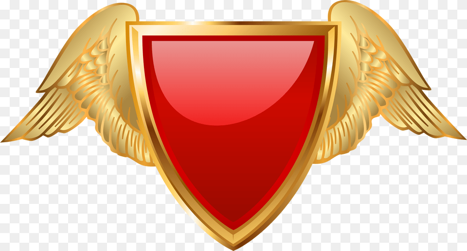 Badge Clip Art Shield With Wings, Logo, Symbol, Emblem, Gold Png Image