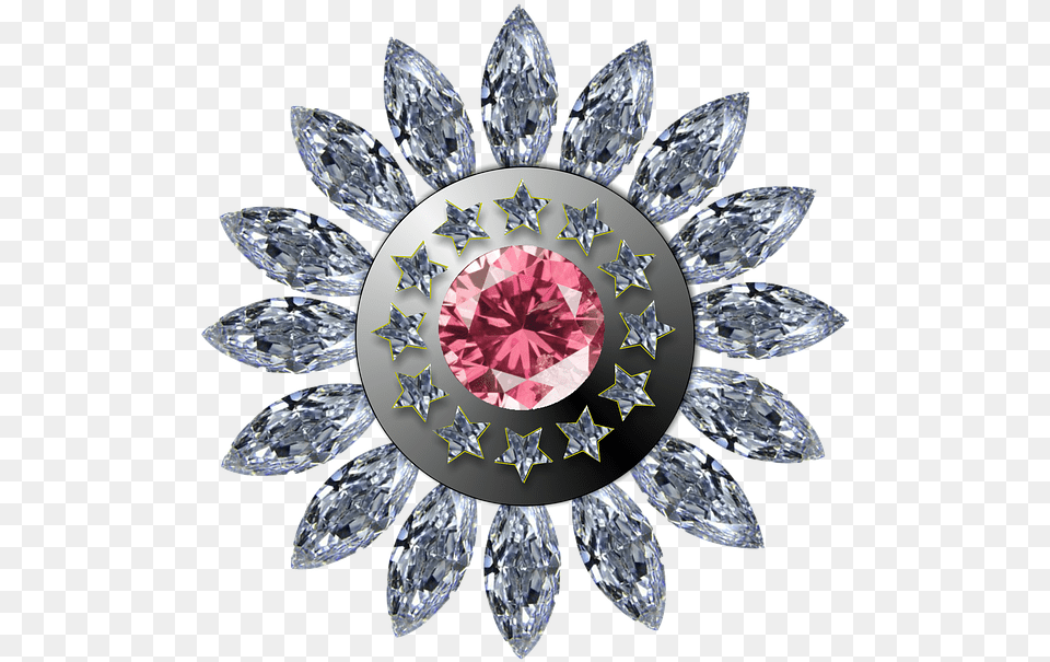 Badge Diamond Icon Button Design Flower Scrapbook World Dairy Expo 2019, Accessories, Gemstone, Jewelry, Brooch Png Image