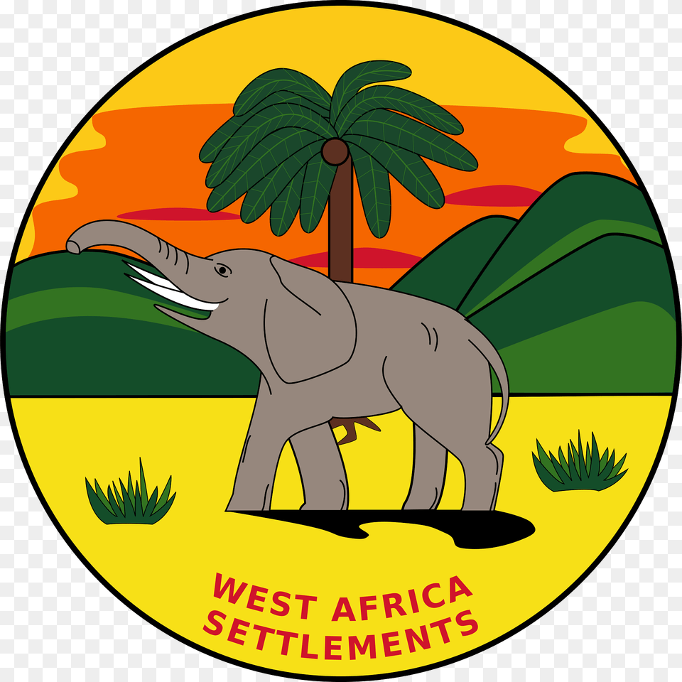 Badge Of The British West Africa Settlements 1870 1888 Clipart, Plant, Vegetation, Animal, Elephant Png