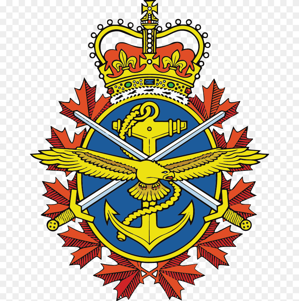 Badge Of The Canadian Armed Forces Canadian Armed Forces Flag, Emblem, Symbol, Logo, Machine Png