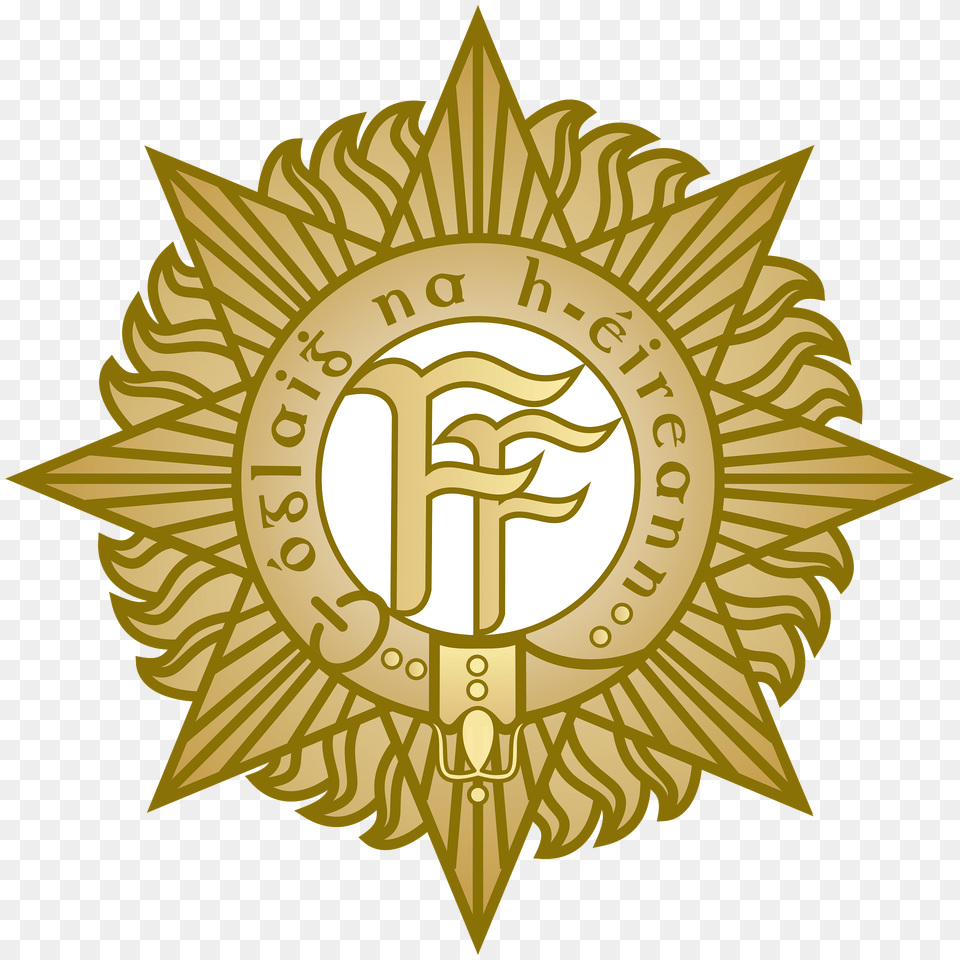 Badge Of The Irish Defence Forces Clipart, Gold, Logo, Symbol, Emblem Free Png