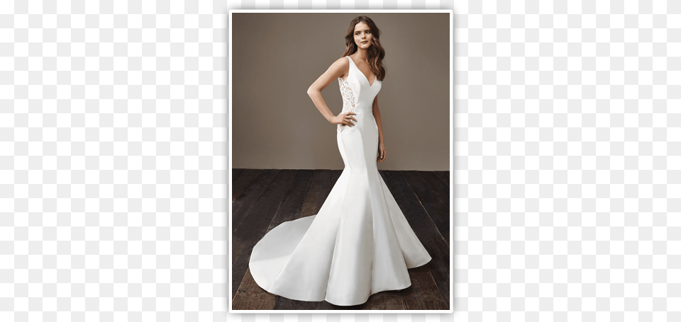 Badgely Mischa Bridal Gowns Crepe Fit And Flare Wedding Dress, Clothing, Fashion, Formal Wear, Gown Png