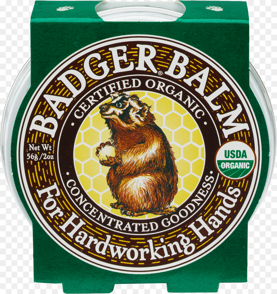Badger Balm Healing Balm For Hardworking Hands Balsam, Animal, Mammal, Monkey, Wildlife Png