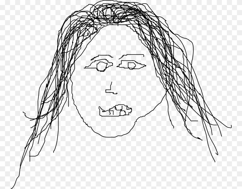 Badly Drawn Woman Face, Gray Free Transparent Png