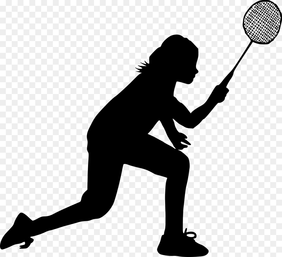 Badminton Player Icon, Gray Png