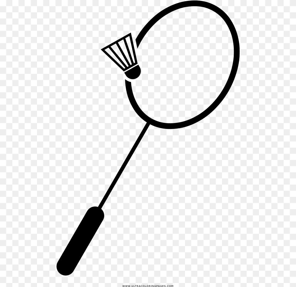 Badminton Racket Coloring Page, Gray Png