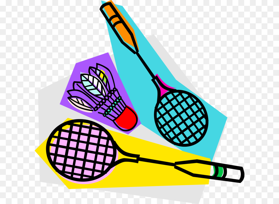 Badminton Rackets And Birdie Royalty Vector Clip Hagia Sophia, Racket, Sport, Tennis, Tennis Racket Free Png