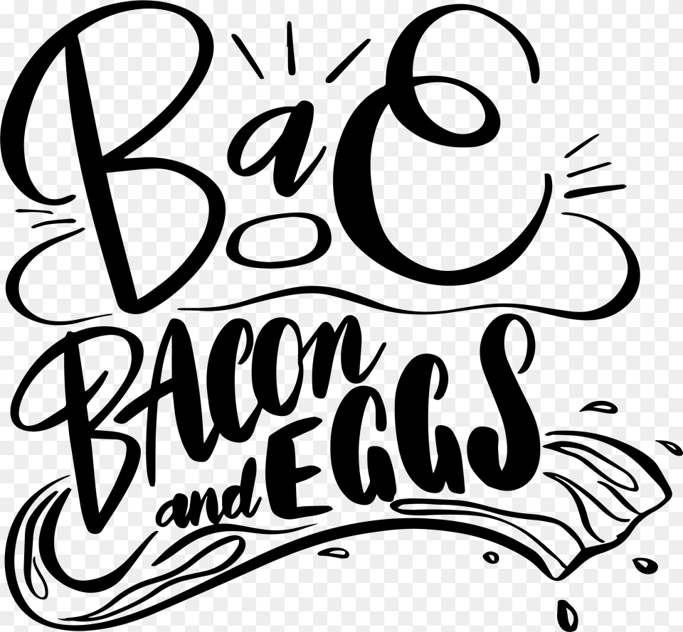 Bae Bacon Amp Eggs Calligraphy, Gray Png
