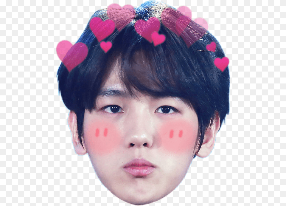 Baekhyun Exo 04 Cute Heart Face Sweet Light Love Baby Baekhyun Face Sticker, Head, Person, Photography, Portrait Free Transparent Png
