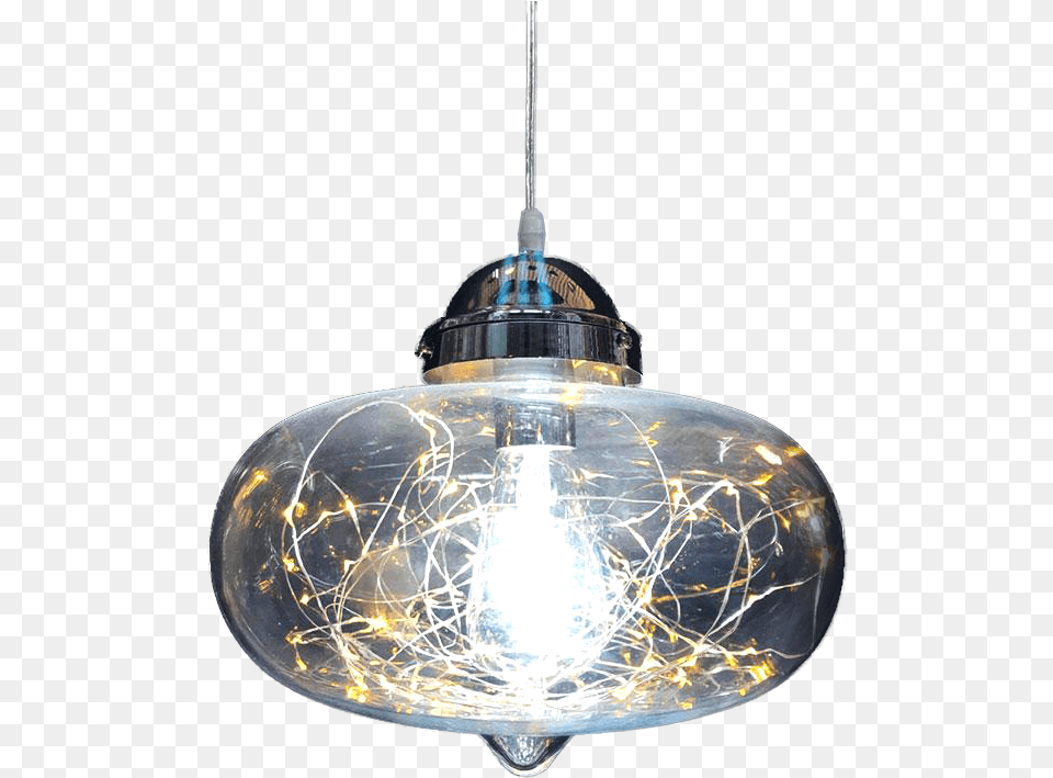 Baffle Adjustable Bauble Pendant Light W Fairy String Lights Inside Ceiling Fixture, Chandelier, Lamp, Light Fixture Free Png Download