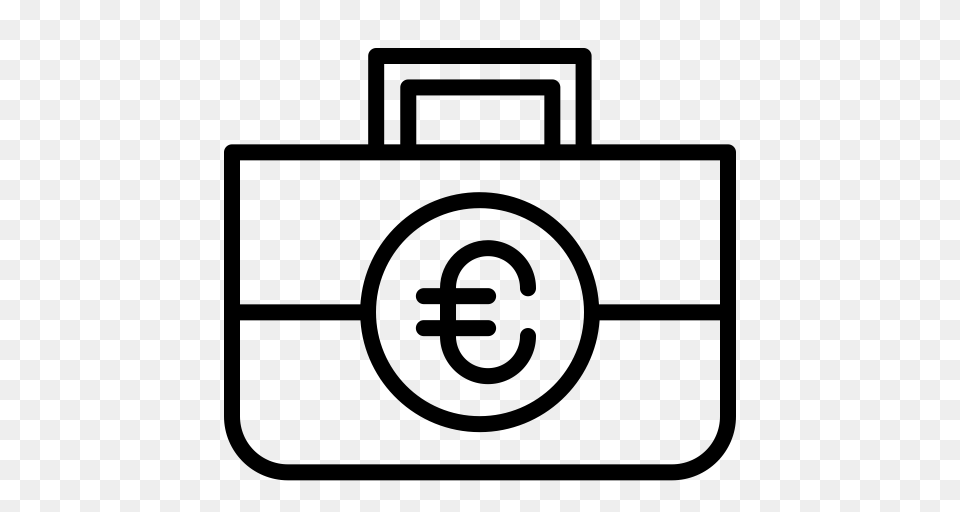 Bag Briefcase Budget Case Currency Euro Money Icon, Gray Free Transparent Png