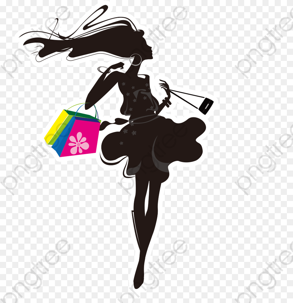 Bag Ladies Queen Shopping Girl Shopping Logo Design Logo Shopping Girl, Dancing, Leisure Activities, Person, Stencil Png