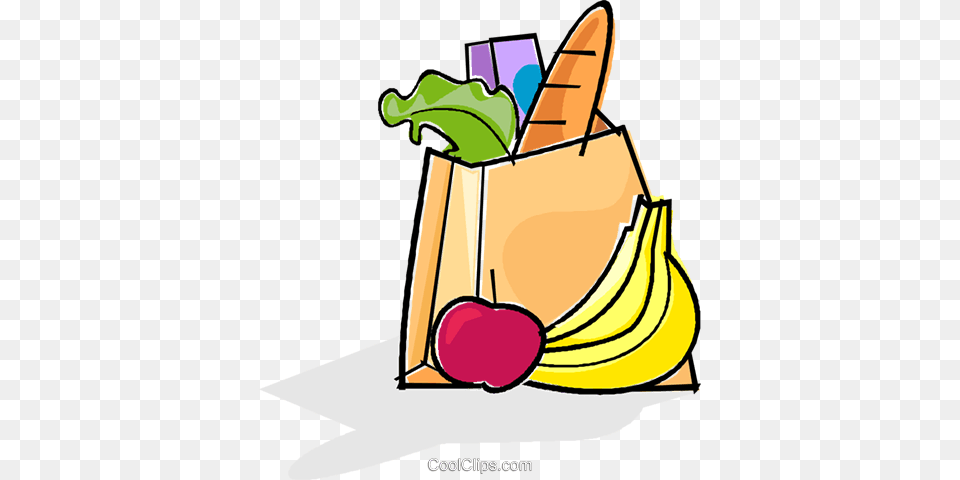 Bag Of Groceries Royalty Vector Clip Art Illustration, Shopping Bag, Bulldozer, Machine, Produce Free Png Download