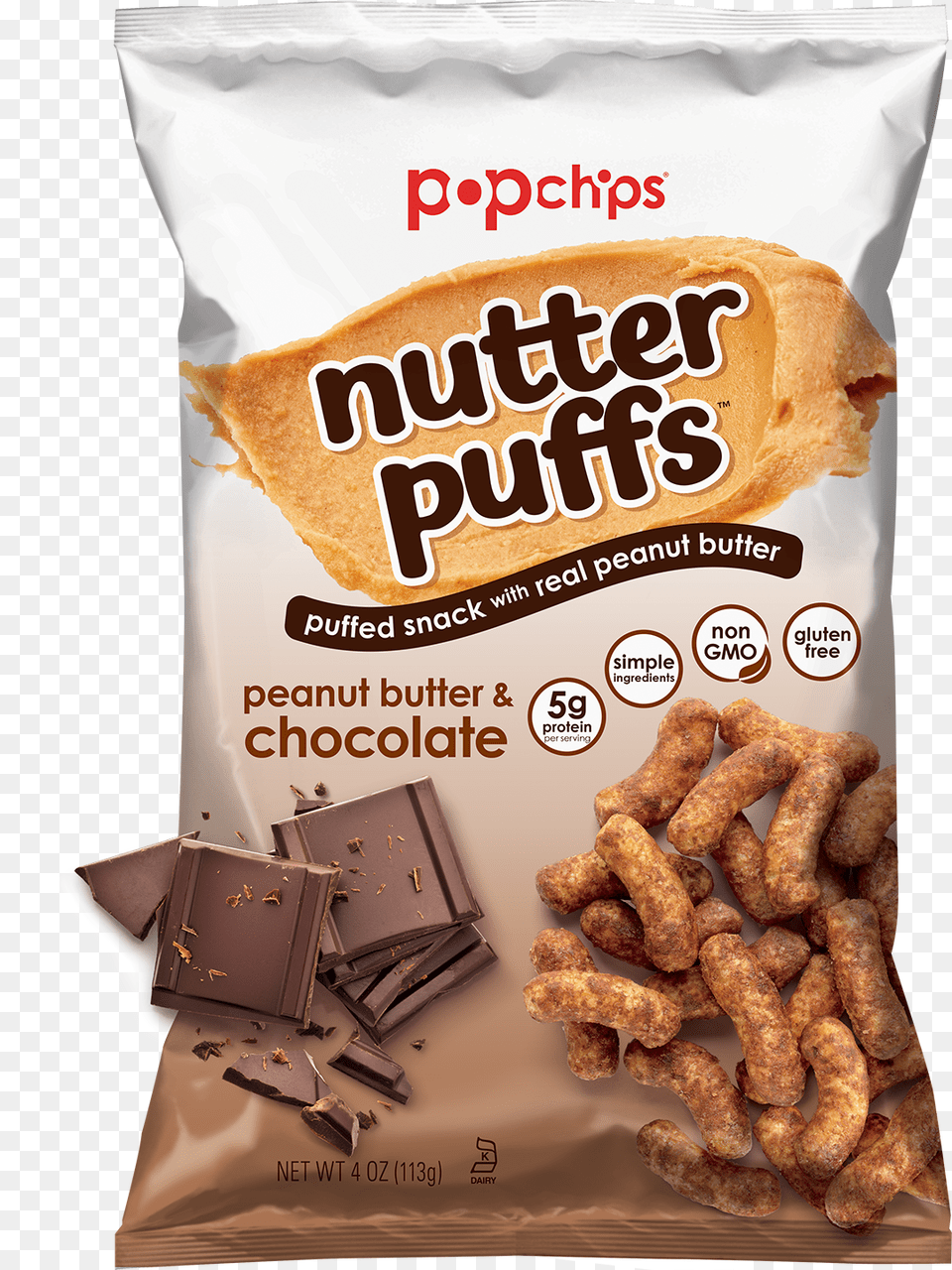 Bag Of Peanut Butter And Chocolate Nutter Puffs Popchips Peanut Butter Nutter Puffs, Food, Snack, Bread Free Png