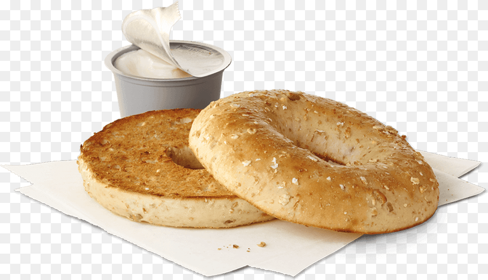 Bagel With Cream Cheese On The Side, Bread, Food Png Image