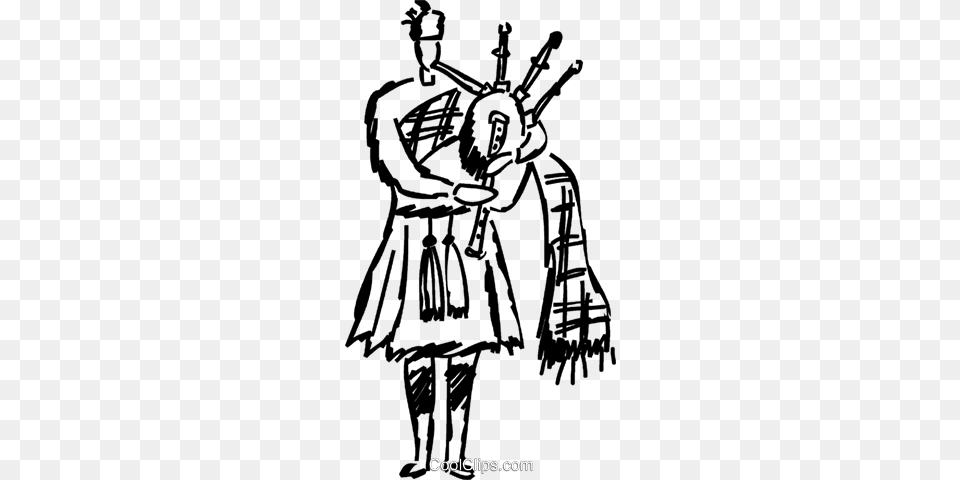 Bagpipers Royalty Vector Clip Art Illustration, Bagpipe, Musical Instrument, Person, Adult Png