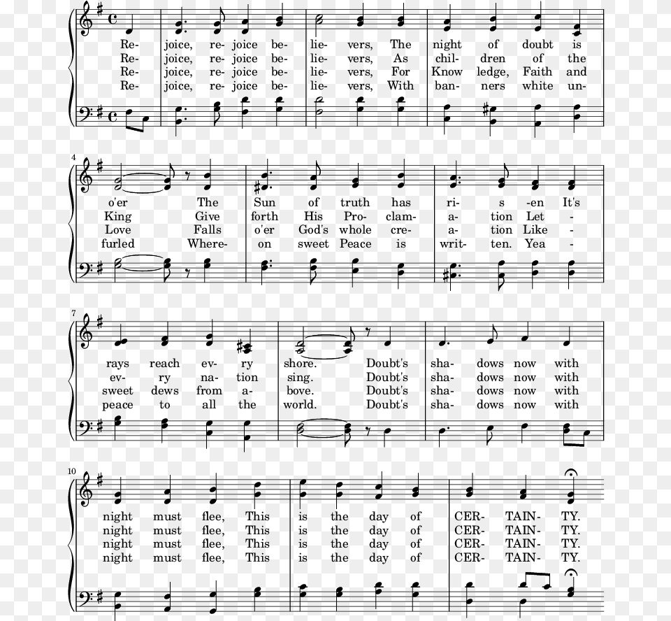 Bahai Hymns Of Peace And Praisethe Day Of Certainty Number, Sheet Music Free Transparent Png