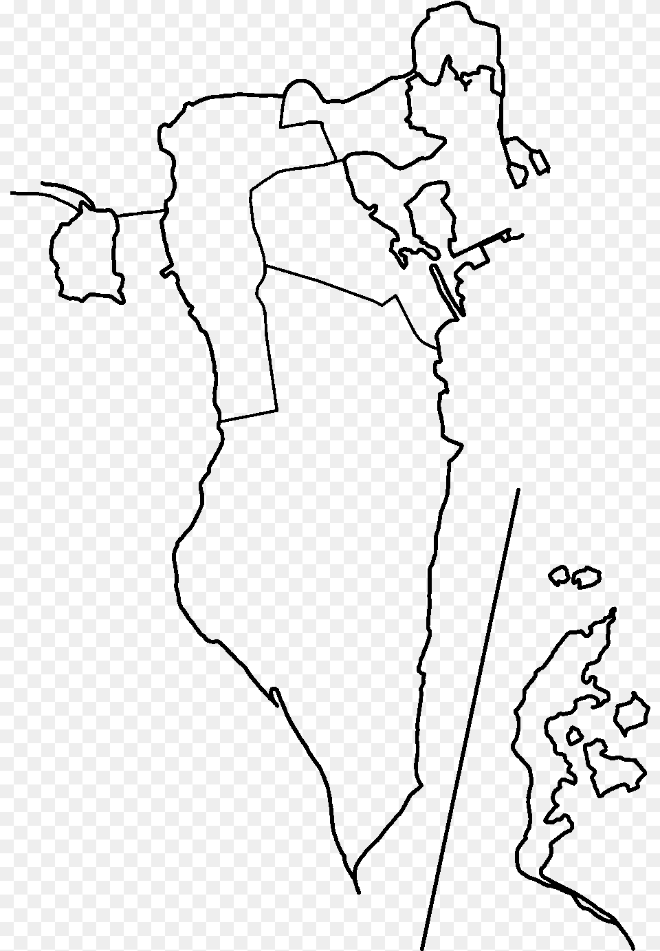Bahrain Governorates Blank Plain Map Of Bahrain, Gray Free Png