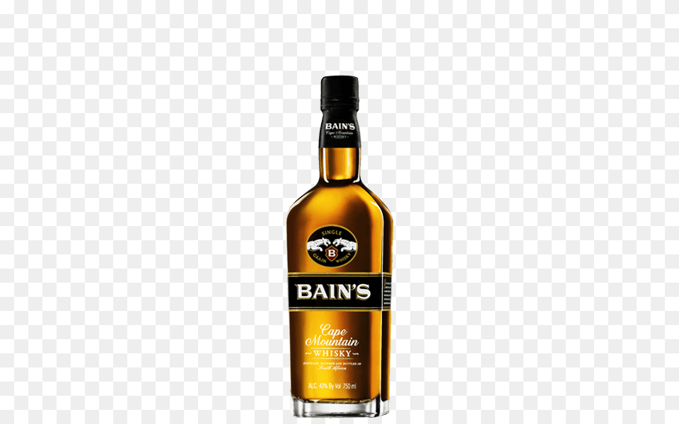 Bains Cape Mountain Single Grain Whisky, Alcohol, Beverage, Liquor, Bottle Free Png