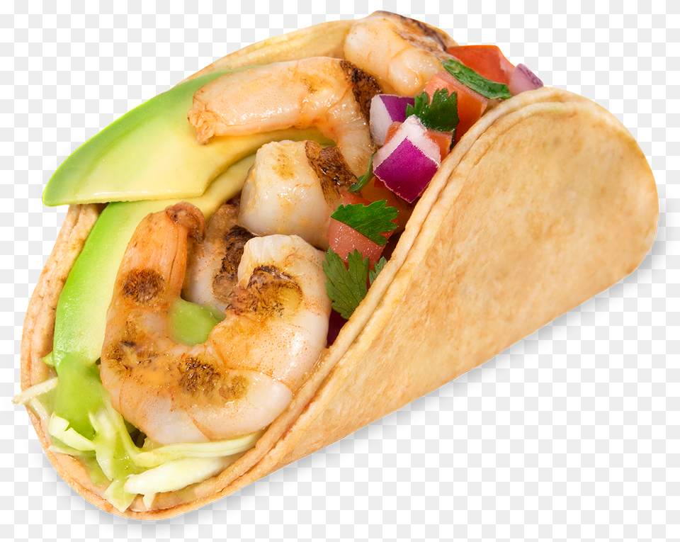 Baja Fresh Shrimp Taco, Food, Burger, Bread Free Png Download