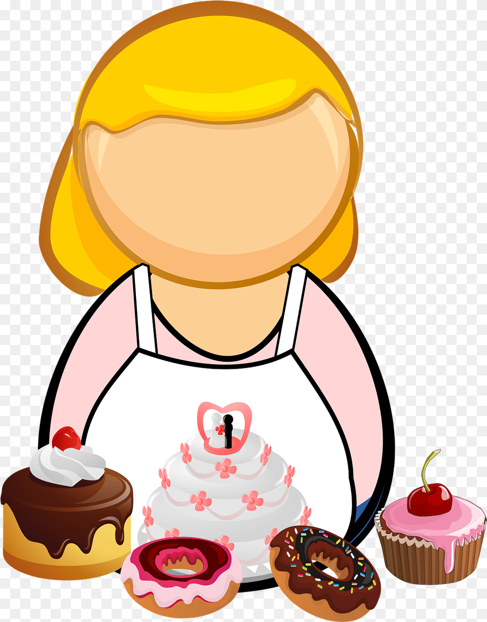 Bake Cake Comic Characters Cooking Cake, Cream, Cupcake, Dessert, Food Png
