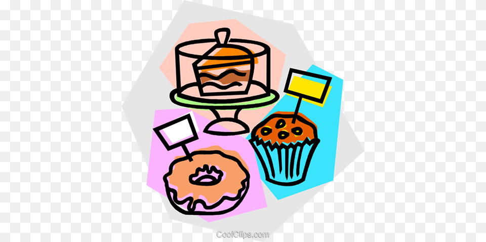Baked Goods For Sale Royalty Free Vector Clip Art Illustration, Food, Cake, Cream, Cupcake Png Image
