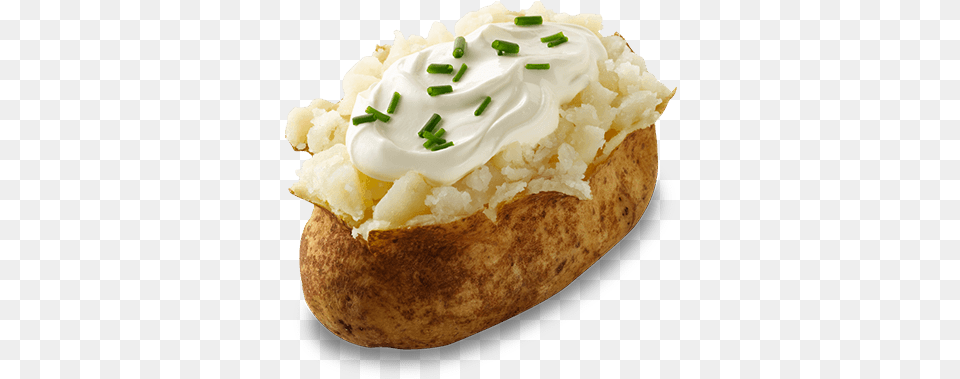 Baked Wendy39s Sour Cream And Chive Potato, Food, Plant, Produce, Vegetable Png Image