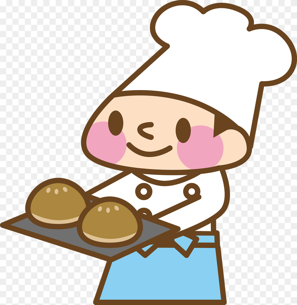 Baker Man Is Holding Bread Clipart, Clothing, Hat, Sweets, Food Png