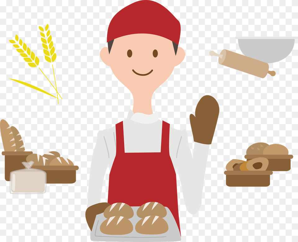 Baker Man Is Making Bread Clipart, Baby, Person, Face, Head Free Png