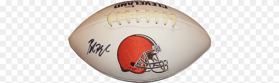 Baker Mayfield Autographed Cleveland Browns Logo Football Bernie Kosar Autographed Ball Logo Jsa Witnessed, Rugby, Rugby Ball, Sport, American Football Png