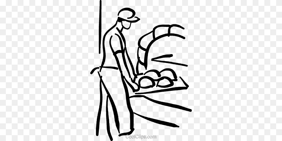 Baker Putting Bread In Oven Royalty Vector Clip Art, People, Person, Shop, Animal Free Png Download