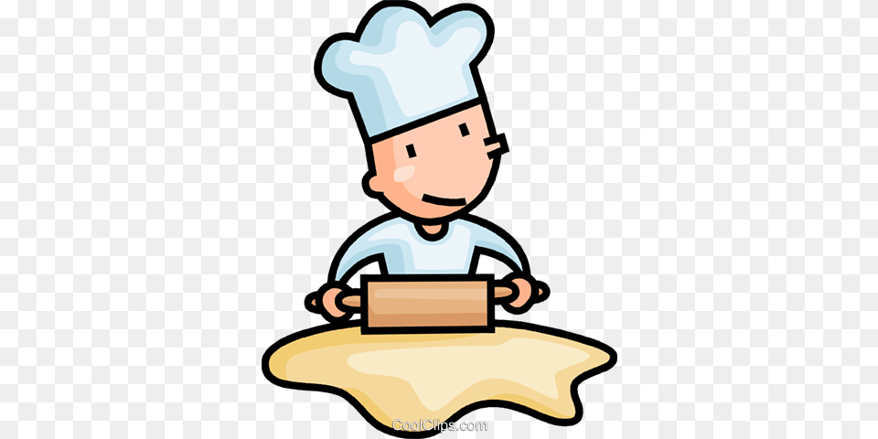 Baker Rolling Dough Royalty Vector Clip Art Illustration, Person, Reading, People, Device Png Image