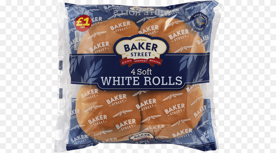 Baker St 4 Soft White Rolls Carrs Bakery Baker Street 6 Soft White Rolls, Bread, Bun, Food Free Png